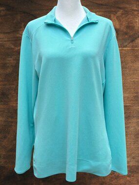 Nike Dri-FIT Ladies Lg Quarter Zip Pullover Green Textured Golf Athleisure Top
